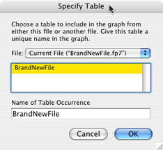 Specify a table in the graph